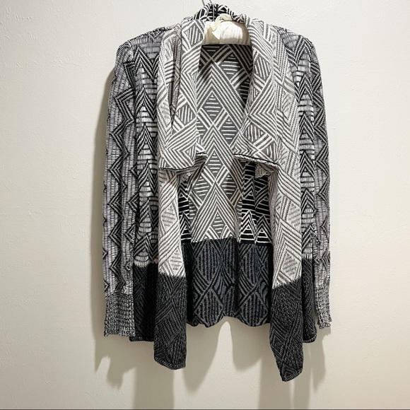 🍀LUCKY BRAND Aztec Intarsia Open Front Cardigan - Picture 1 of 7